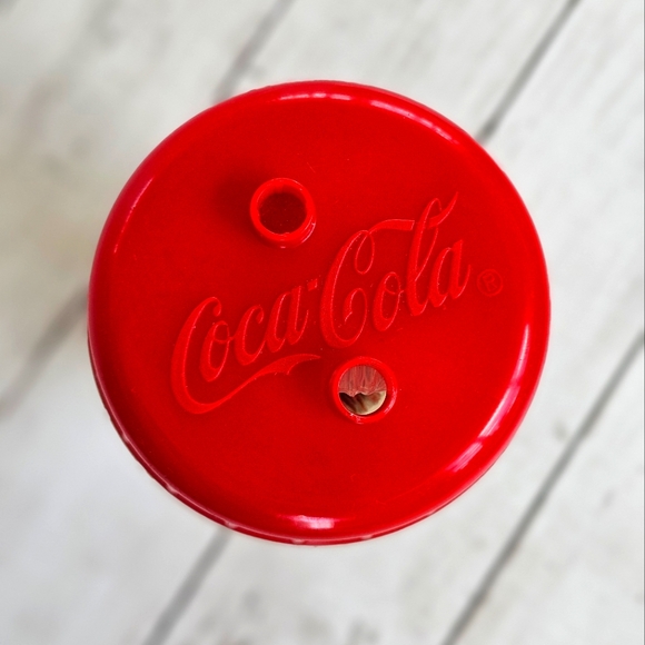 VINTAGE COCA COLA COKE Genuine Sport Bottle Plastic Cup Red Lid & Straw - Picture 7 of 8